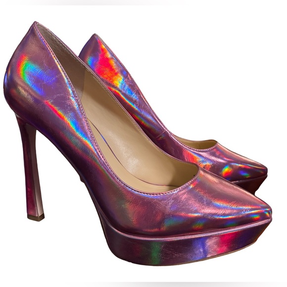 Jessica Simpson NWT Sz 9.5 Stunning Pink Iridescent Platform Stiletto Heels SH77 - Picture 2 of 13